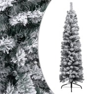 vidaXL Úzky umelý vianočný stromček, zasnežený, zelený 150 cm , PVC - cena, srovnání
