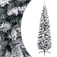 vidaXL Úzky umelý vianočný stromček, zasnežený, zelený 180 cm , PVC - cena, srovnání