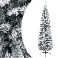 vidaXL Úzky umelý vianočný stromček, zasnežený, zelený 240 cm , PVC - cena, srovnání