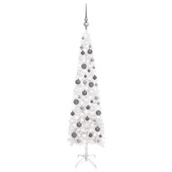 vidaXL Úzky vianočný stromček s LED a sadou gulí biely 120cm - cena, srovnání