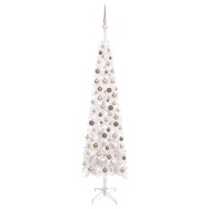 vidaXL Úzky vianočný stromček s LED a sadou gulí biely 210cm - cena, srovnání