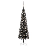 vidaXL Úzky vianočný stromček s LED a sadou gulí čierny 240cm - cena, srovnání