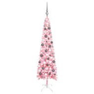 vidaXL Úzky vianočný stromček s LED a sadou gulí ružový 120cm - cena, srovnání