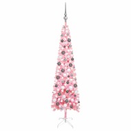 vidaXL Úzky vianočný stromček s LED a sadou gulí ružový 150cm - cena, srovnání