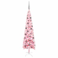 vidaXL Úzky vianočný stromček s LED a sadou gulí ružový 150cm - cena, srovnání
