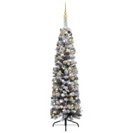 vidaXL Úzky vianočný stromček s LED a sadou gulí zelený 120cm PVC - cena, srovnání