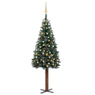 vidaXL Úzky vianočný stromček s LED a sadou gulí zelený 150cm - cena, srovnání