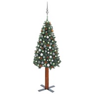 vidaXL Úzky vianočný stromček s LED a sadou gulí zelený 150cm PVC - cena, srovnání