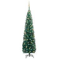 vidaXL Úzky vianočný stromček s LED a sadou gulí zelený 210cm - cena, srovnání