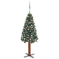 vidaXL Úzky vianočný stromček s LED a sadou gulí zelený 210cm PVC - cena, srovnání