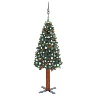 vidaXL Úzky vianočný stromček s LED a sadou gulí zelený 210cm PVC - cena, srovnání