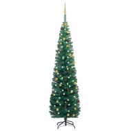 vidaXL Úzky vianočný stromček s LED a sadou gulí zelený 240cm - cena, srovnání