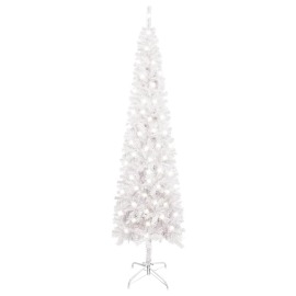 vidaXL Úzky vianočný stromček s LED biely 210cm