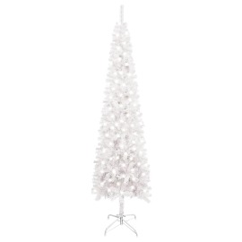 vidaXL Úzky vianočný stromček s LED biely 240cm