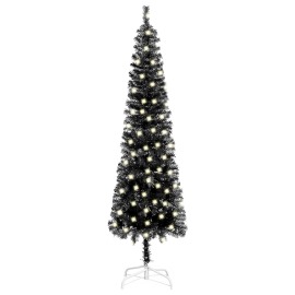 vidaXL Úzky vianočný stromček s LED čierny 210cm