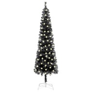 vidaXL Úzky vianočný stromček s LED čierny 210cm - cena, srovnání