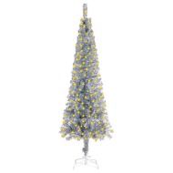 vidaXL Úzky vianočný stromček s LED strieborný 210cm - cena, srovnání