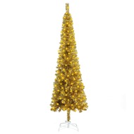 vidaXL Úzky vianočný stromček s LED zlatý 240cm - cena, srovnání