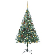 vidaXL vianočný stromček s LED diódy a sadou loptičiek a šiškami 150cm - cena, srovnání