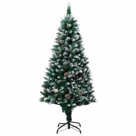 vidaXL Zasnežený umelý vianočný stromček s borovicovými šiškami 180cm