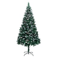 vidaXL Zasnežený umelý vianočný stromček s borovicovými šiškami 210cm - cena, srovnání