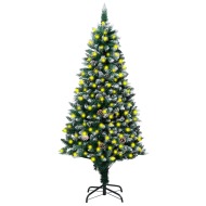 vidaXL Zasnežený umelý vianočný stromček s LED a borovicovými šiškami 240cm - cena, srovnání
