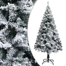 vidaXL Zasnežený umelý vianočný stromček zelený 120cm PVC