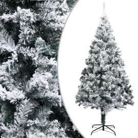 vidaXL Zasnežený umelý vianočný stromček zelený 180cm PVC