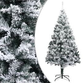 vidaXL Zasnežený umelý vianočný stromček zelený 210cm PVC