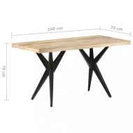 vidaXL Jedálenský stôl masívne drevo / oceľ 140x70x76 cm 323563 - cena, srovnání