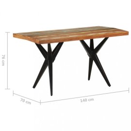 vidaXL Jedálenský stôl masívne drevo / oceľ 140x70x76 cm 323564