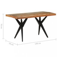 vidaXL Jedálenský stôl masívne drevo / oceľ 140x70x76 cm 323564 - cena, srovnání