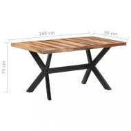 vidaXL Jedálenský stôl masívne drevo / oceľ 160x80x75 cm 321547 - cena, srovnání