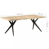vidaXL Jedálenský stôl masívne drevo / oceľ 200x90x76 cm 323572 - cena, srovnání