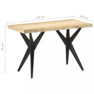 vidaXL Jedálenský stôl masívne drevo / oceľ 120x60x76 cm 323560