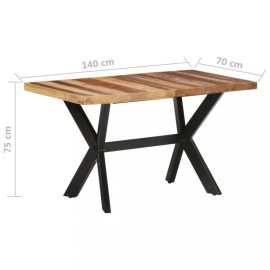 vidaXL Jedálenský stôl masívne drevo / oceľ 140x70x75 cm 321546
