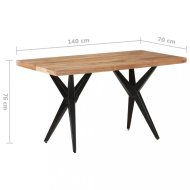 vidaXL Jedálenský stôl masívne drevo / oceľ 140x70x76 cm 323562 - cena, srovnání