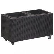 vidaXL Záhradný kvetináč na kolieskach 60 x 30 x 36 cm polyratan Čierna 46945 - cena, srovnání