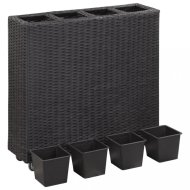 vidaXL Záhradný kvetináč so 4 kvetináči polyratan Čierna 46948 - cena, srovnání