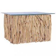 vidaXL Konferenčný stolík masívny teak / sklo 288814 - cena, srovnání