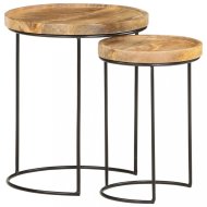 vidaXL Odkladací stolík 2 ks drevo / kov Mangovníkové drevo 321705 - cena, srovnání