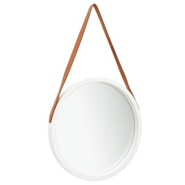 vidaXL Nástenné zrkadlo s popruhom biele 50 cm
