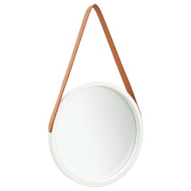 vidaXL Nástenné zrkadlo s popruhom biele 40 cm