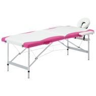 vidaXL 2-zónový skladací masážny stôl bielo-ružový hliníkový - cena, srovnání