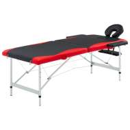 vidaXL 2-zónový skladací masážny stôl čierno-červený hliníkový - cena, srovnání