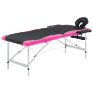 vidaXL 2-zónový skladací masážny stôl čierno-ružový hliníkový - cena, srovnání