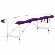 vidaXL 4-zónový skladací masážny stôl bielo-fialový hliníkový