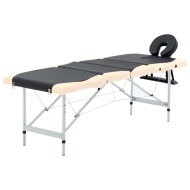 vidaXL 4-zónový skladací masážny stôl čierno-béžový hliníkový - cena, srovnání