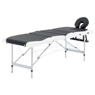 vidaXL 4-zónový skladací masážny stôl čierno-biely hliníkový