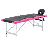 vidaXL 4-zónový skladací masážny stôl čierno-ružový hliníkový - cena, srovnání